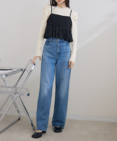 RU.TI.LE(ルチル)の「【RU.TI.LE】パワーショルダーリブニット(ニット/セーター・レディース・ブラック/ブラウン/ホワイト・MEDIUM)」の11枚目の写真