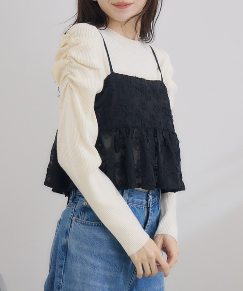 RU.TI.LE(ルチル)の「【RU.TI.LE】パワーショルダーリブニット(ニット/セーター・レディース・ブラック/ブラウン/ホワイト・MEDIUM)」の15枚目の写真