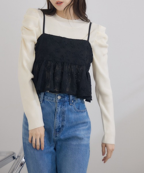 RU.TI.LE(ルチル)の「【RU.TI.LE】パワーショルダーリブニット(ニット/セーター・レディース・ブラック/ブラウン/ホワイト・MEDIUM)」の16枚目の写真