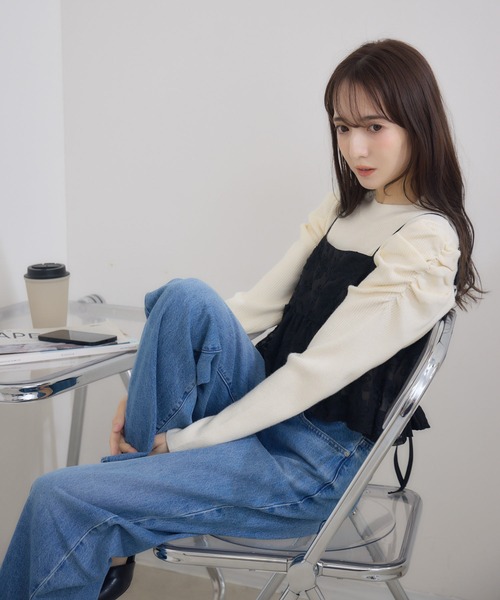 RU.TI.LE(ルチル)の「【RU.TI.LE】パワーショルダーリブニット(ニット/セーター・レディース・ブラック/ブラウン/ホワイト・MEDIUM)」の19枚目の写真