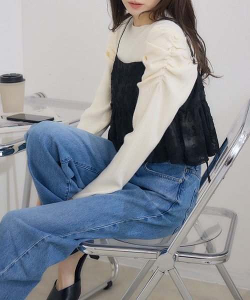 RU.TI.LE(ルチル)の「【RU.TI.LE】パワーショルダーリブニット(ニット/セーター・レディース・ブラック/ブラウン/ホワイト・MEDIUM)」の20枚目の写真