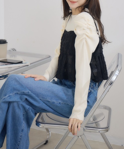 RU.TI.LE(ルチル)の「【RU.TI.LE】パワーショルダーリブニット(ニット/セーター・レディース・ブラック/ブラウン/ホワイト・MEDIUM)」の21枚目の写真