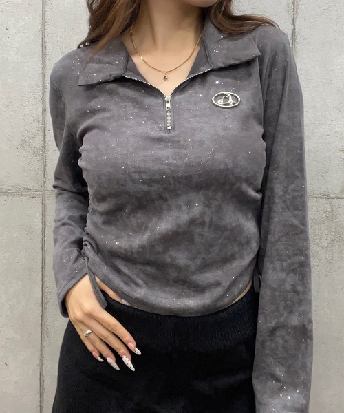 ROGER AND RAW（ロジャーアンドロウ）の「プレート付きショート丈ジップラメロングスリーブＴシャツ（Tシャツ/カットソー・レディース・ホワイト/ブラック/グレー・MEDIUM/LARGE）」の21枚目の写真