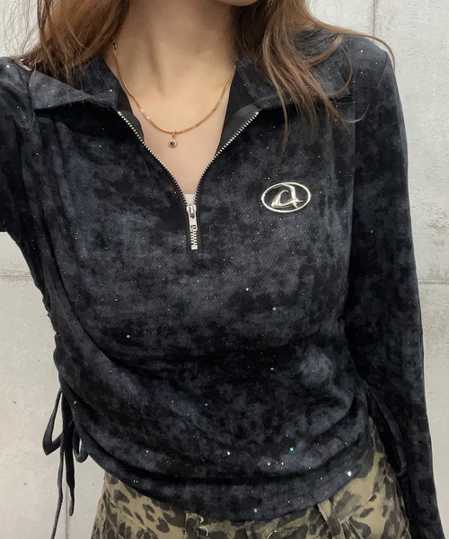 ROGER AND RAW（ロジャーアンドロウ）の「プレート付きショート丈ジップラメロングスリーブＴシャツ（Tシャツ/カットソー・レディース・ホワイト/ブラック/グレー・MEDIUM/LARGE）」の12枚目の写真