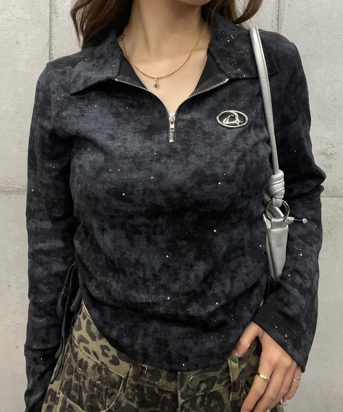ROGER AND RAW（ロジャーアンドロウ）の「プレート付きショート丈ジップラメロングスリーブＴシャツ（Tシャツ/カットソー・レディース・ホワイト/ブラック/グレー・MEDIUM/LARGE）」の13枚目の写真