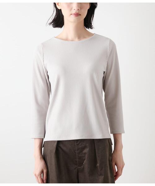 NEWYORKER（ニューヨーカー）の「リブストレッチ クルーネック7分袖カットソー（Tシャツ/カットソー・レディース・ブラック/ライトグレー・L/M）」の16枚目の写真