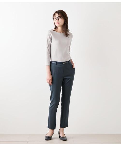 NEWYORKER（ニューヨーカー）の「リブストレッチ クルーネック7分袖カットソー（Tシャツ/カットソー・レディース・ブラック/ライトグレー・L/M）」の22枚目の写真