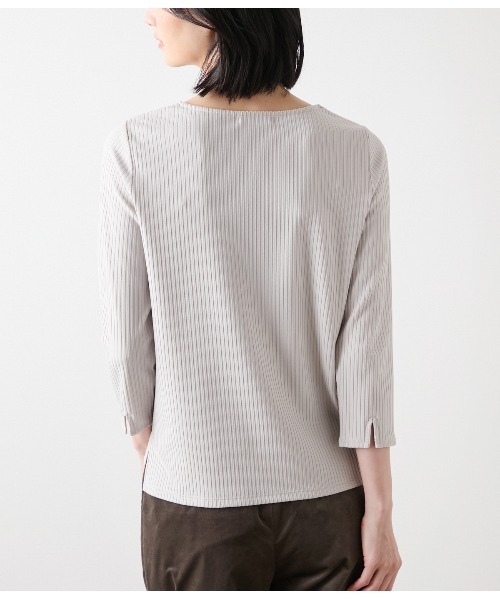 NEWYORKER（ニューヨーカー）の「リブストレッチ クルーネック7分袖カットソー（Tシャツ/カットソー・レディース・ブラック/ライトグレー・L/M）」の8枚目の写真