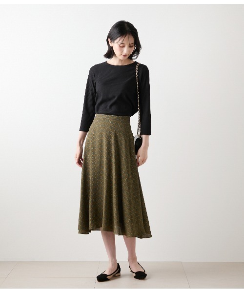 セール】リブストレッチ クルーネック7分袖カットソー（Tシャツ