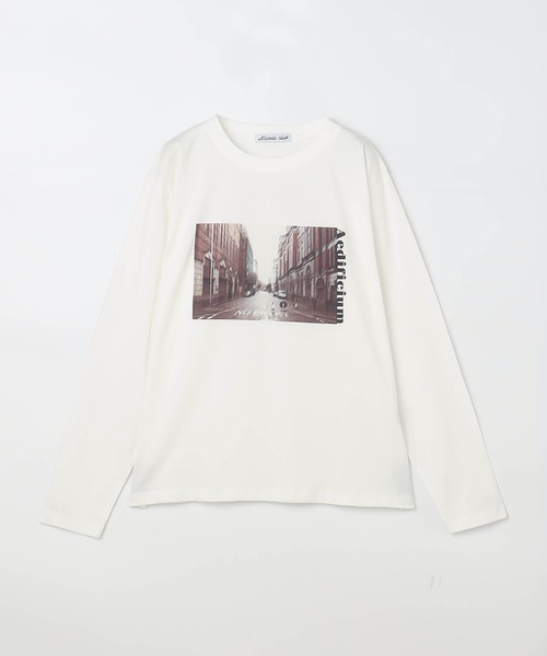 NICOLE CLUB(ニコル クラブ)の「フォトプリントロングTシャツ(Tシャツ/カットソー・レディース・ホワイト×ブラック/オフホワイト/ブラック×ホワイト・FREE)」の4枚目の写真