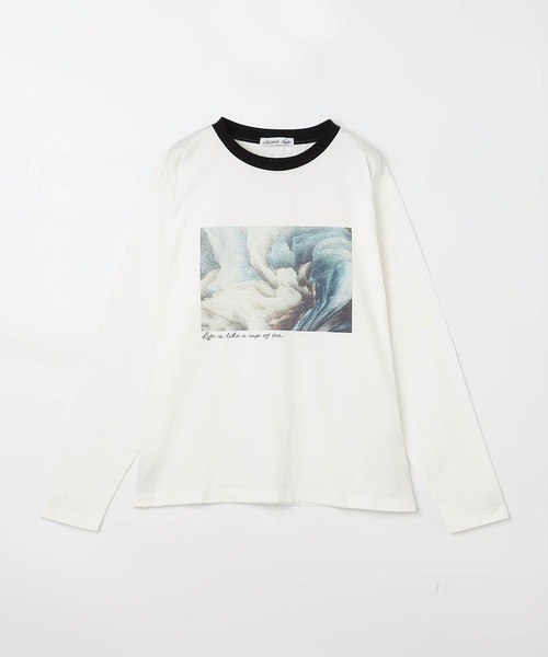 NICOLE CLUB(ニコル クラブ)の「フォトプリントロングTシャツ(Tシャツ/カットソー・レディース・ホワイト×ブラック/オフホワイト/ブラック×ホワイト・FREE)」の6枚目の写真