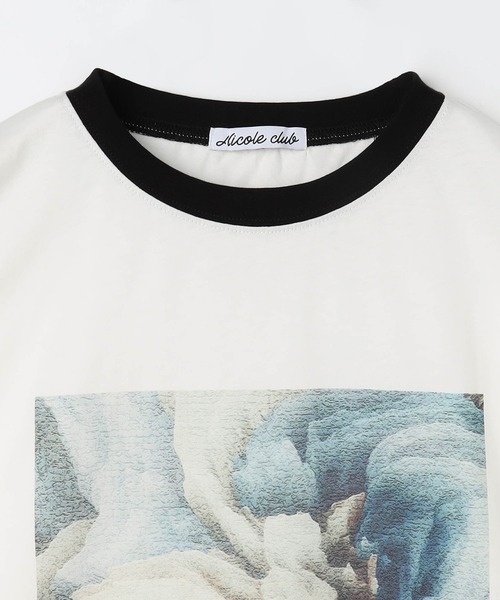 NICOLE CLUB(ニコル クラブ)の「フォトプリントロングTシャツ(Tシャツ/カットソー・レディース・ホワイト×ブラック/オフホワイト/ブラック×ホワイト・FREE)」の10枚目の写真