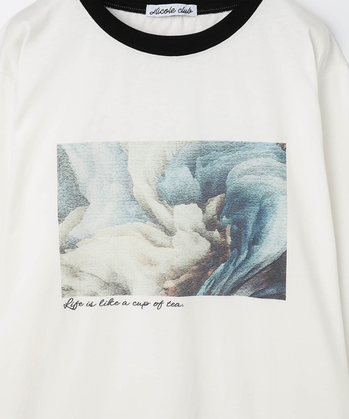 NICOLE CLUB(ニコル クラブ)の「フォトプリントロングTシャツ(Tシャツ/カットソー・レディース・ホワイト×ブラック/オフホワイト/ブラック×ホワイト・FREE)」の13枚目の写真