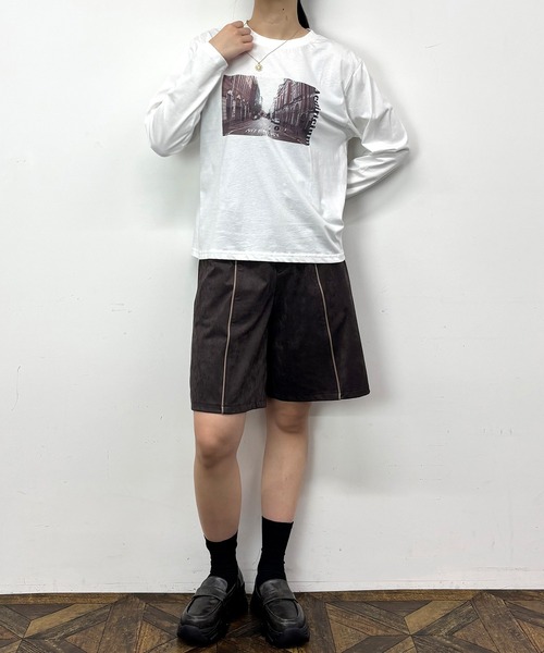 NICOLE CLUB(ニコル クラブ)の「フォトプリントロングTシャツ(Tシャツ/カットソー・レディース・ホワイト×ブラック/オフホワイト/ブラック×ホワイト・FREE)」の18枚目の写真