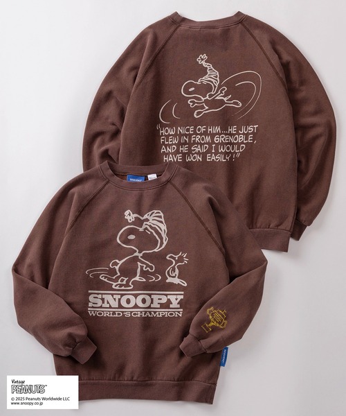 PEANUTS（ピーナッツ）の「【72】【PEANUTS/ピーナッツ】ブリーチ加工 ヴィンテージデザイン バックプリント 裏起毛スウェット（スウェット・メンズ・ブルー/ブラック系その他/ブラック/グリーン系その他/ピンク/グリーン/レッド/ブラウン・M/L/XL）」の4枚目の写真