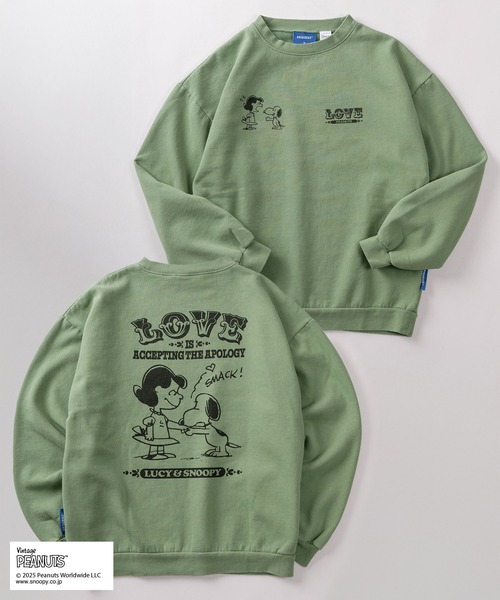 PEANUTS（ピーナッツ）の「【72】【PEANUTS/ピーナッツ】ブリーチ加工 ヴィンテージデザイン バックプリント 裏起毛スウェット（スウェット・メンズ・ブルー/ブラック系その他/ブラック/グリーン系その他/ピンク/グリーン/レッド/ブラウン・M/L/XL）」の5枚目の写真