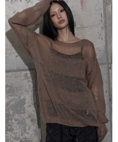 FANCY CLUB（ファンシークラブ）の「A'GEM/9 × .kom 『FANCY CLUB/ファンシークラブ』 HAILEY STRIPE KNIT/ヘアリー ストライプ ニット（ニット/セーター・レディース・ブラック/ブラウン・FREE）」の9枚目の写真