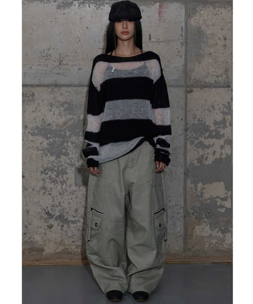 FANCY CLUB（ファンシークラブ）の「A'GEM/9 × .kom 『FANCY CLUB/ファンシークラブ』 HAILEY STRIPE KNIT/ヘアリー ストライプ ニット（ニット/セーター・レディース・ブラック/ブラウン・FREE）」の16枚目の写真