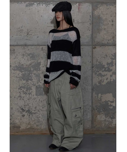 FANCY CLUB（ファンシークラブ）の「A'GEM/9 × .kom 『FANCY CLUB/ファンシークラブ』 HAILEY STRIPE KNIT/ヘアリー ストライプ ニット（ニット/セーター・レディース・ブラック/ブラウン・FREE）」の17枚目の写真