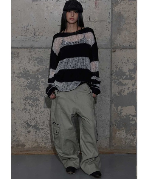 FANCY CLUB（ファンシークラブ）の「A'GEM/9 × .kom 『FANCY CLUB/ファンシークラブ』 HAILEY STRIPE KNIT/ヘアリー ストライプ ニット（ニット/セーター・レディース・ブラック/ブラウン・FREE）」の15枚目の写真
