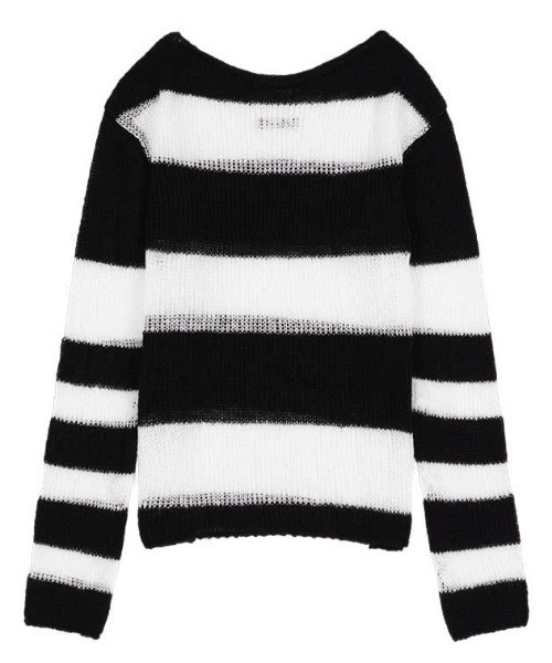 FANCY CLUB（ファンシークラブ）の「A'GEM/9 × .kom 『FANCY CLUB/ファンシークラブ』 HAILEY STRIPE KNIT/ヘアリー ストライプ ニット（ニット/セーター・レディース・ブラック/ブラウン・FREE）」の4枚目の写真