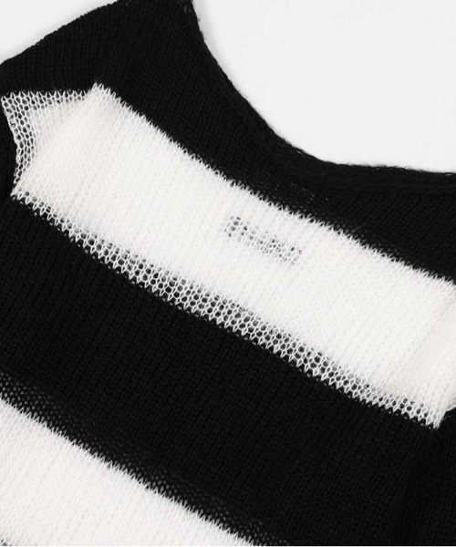 FANCY CLUB（ファンシークラブ）の「A'GEM/9 × .kom 『FANCY CLUB/ファンシークラブ』 HAILEY STRIPE KNIT/ヘアリー ストライプ ニット（ニット/セーター・レディース・ブラック/ブラウン・FREE）」の6枚目の写真
