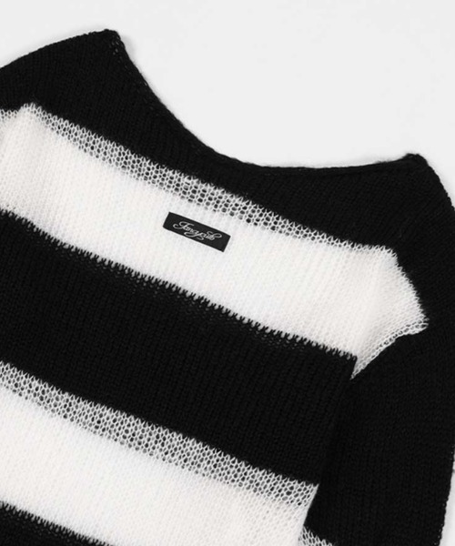 FANCY CLUB（ファンシークラブ）の「A'GEM/9 × .kom 『FANCY CLUB/ファンシークラブ』 HAILEY STRIPE KNIT/ヘアリー ストライプ ニット（ニット/セーター・レディース・ブラック/ブラウン・FREE）」の8枚目の写真