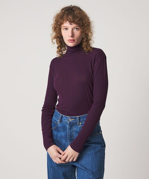 Steven Alan（スティーブンアラン）の「＜Steven Alan＞コットン シルク リブ タートルネック プルオーバー（Tシャツ/カットソー・レディース・パープル/ネイビー/ベージュ/オフホワイト/ライトブルー/ライム・FREE）」の6枚目の写真