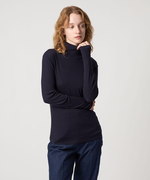 Steven Alan（スティーブンアラン）の「＜Steven Alan＞コットン シルク リブ タートルネック プルオーバー（Tシャツ/カットソー・レディース・パープル/ネイビー/ベージュ/オフホワイト/ライトブルー/ライム・FREE）」の5枚目の写真