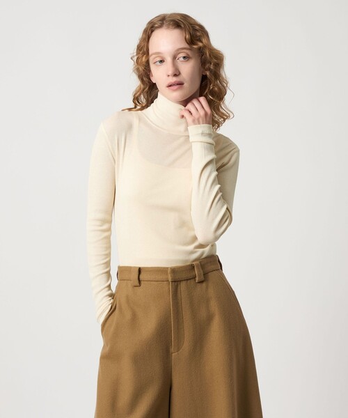 Steven Alan（スティーブンアラン）の「＜Steven Alan＞コットン シルク リブ タートルネック プルオーバー（Tシャツ/カットソー・レディース・パープル/ネイビー/ベージュ/オフホワイト/ライトブルー/ライム・FREE）」の2枚目の写真