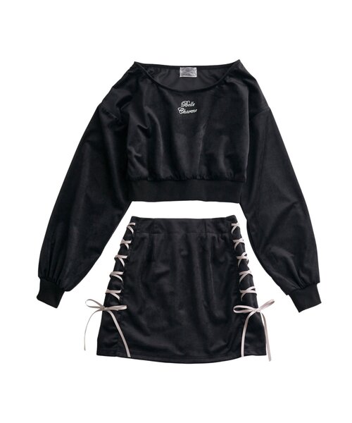 OLIVE des OLIVE(オリーブデオリーブ)の「【Belle Charme】リボンリボンベロアセットアップ(ワンピース・レディース・ブラック/オートミール/ピンク・FREE)」の16枚目の写真