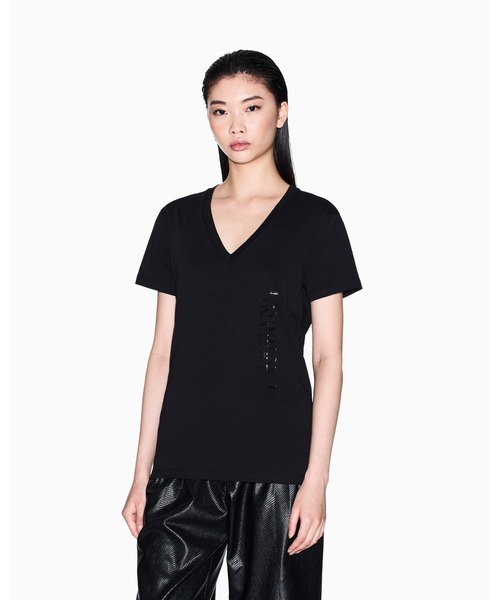 ARMANI EXCHANGE(アルマーニエクスチェンジ)の「【A|X アルマーニ エクスチェンジ】デザインロゴ 半袖VネックTシャツ/REGULAR(Tシャツ/カットソー・レディース・ホワイト/ブラック/ダークグリーン・LARGE/MEDIUM/SMALL/X-LARGE/X-SMALL)」の3枚目の写真