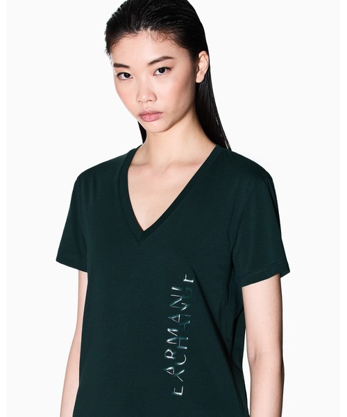 ARMANI EXCHANGE(アルマーニエクスチェンジ)の「【A|X アルマーニ エクスチェンジ】デザインロゴ 半袖VネックTシャツ/REGULAR(Tシャツ/カットソー・レディース・ホワイト/ブラック/ダークグリーン・LARGE/MEDIUM/SMALL/X-LARGE/X-SMALL)」の9枚目の写真