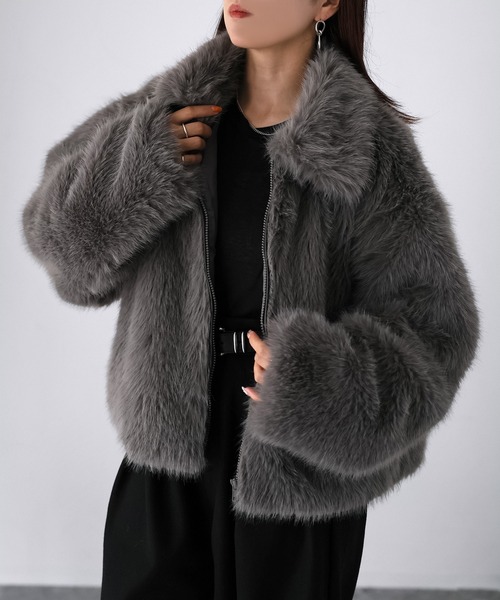 セール】ジップアップショートファーコート（その他アウター