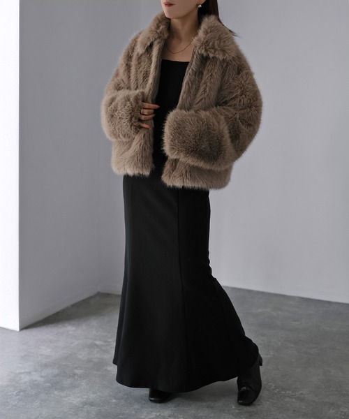 セール】ジップアップショートファーコート（その他アウター