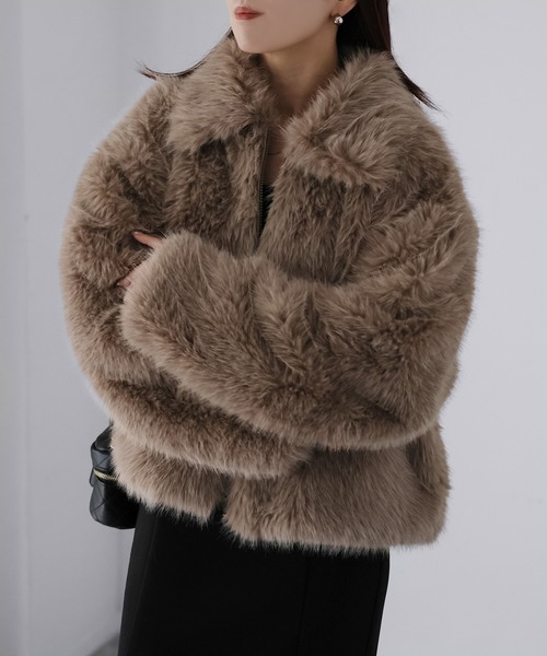 セール】ジップアップショートファーコート（その他アウター