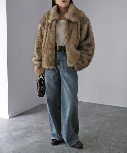 セール】ジップアップショートファーコート（その他アウター