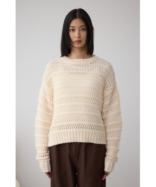 AZUL by moussy(アズールバイマウジー)の「メッシュボーダーインナーセットニット(ニット/セーター・レディース・グレー/ブルー/アイボリー・FREE)」の8枚目の写真
