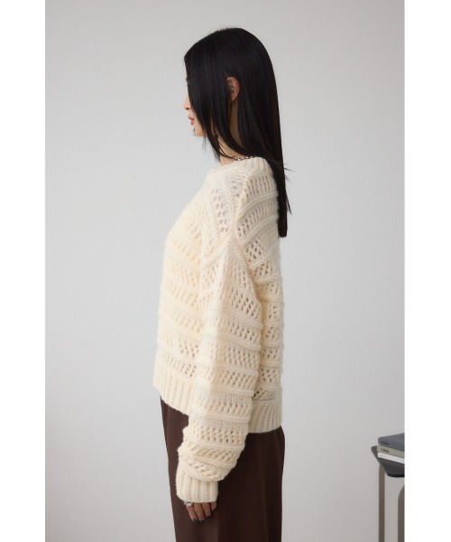 AZUL by moussy(アズールバイマウジー)の「メッシュボーダーインナーセットニット(ニット/セーター・レディース・グレー/ブルー/アイボリー・FREE)」の9枚目の写真