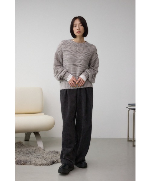 AZUL by moussy(アズールバイマウジー)の「メッシュボーダーインナーセットニット(ニット/セーター・レディース・グレー/ブルー/アイボリー・FREE)」の20枚目の写真