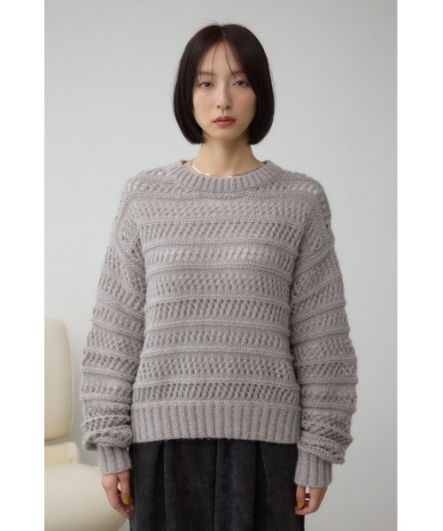 AZUL by moussy(アズールバイマウジー)の「メッシュボーダーインナーセットニット(ニット/セーター・レディース・グレー/ブルー/アイボリー・FREE)」の21枚目の写真
