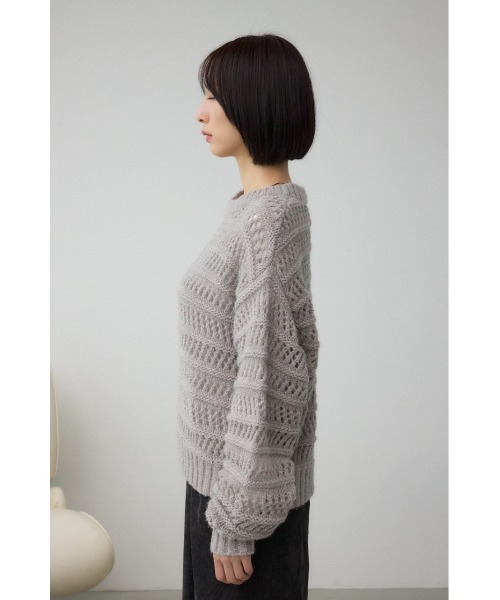 AZUL by moussy(アズールバイマウジー)の「メッシュボーダーインナーセットニット(ニット/セーター・レディース・グレー/ブルー/アイボリー・FREE)」の22枚目の写真