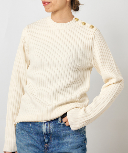 IENA(イエナ)の「ワイドリブプルオーバー(ニット/セーター・レディース・グレー/アイボリー/ネイビー・FREE)」の9枚目の写真