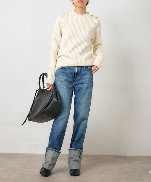 IENA(イエナ)の「ワイドリブプルオーバー(ニット/セーター・レディース・グレー/アイボリー/ネイビー・FREE)」の13枚目の写真