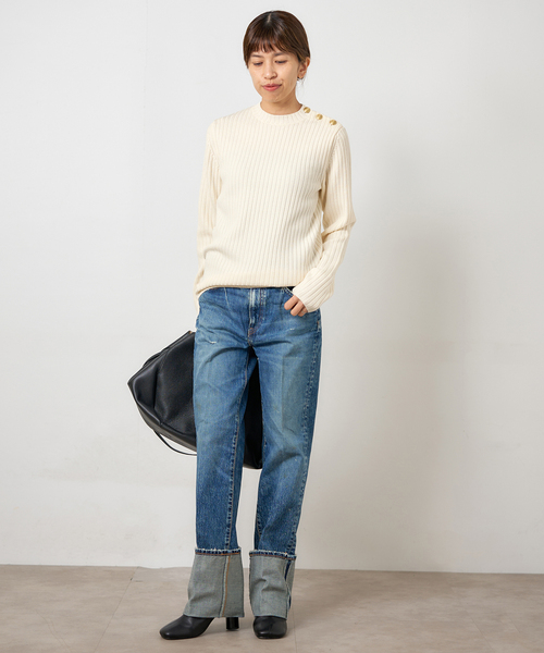 IENA(イエナ)の「ワイドリブプルオーバー(ニット/セーター・レディース・グレー/アイボリー/ネイビー・FREE)」の14枚目の写真