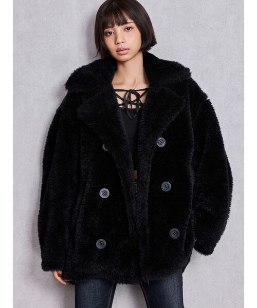 GYDA（ジェイダ）の「コクーンエコファーブルゾン（ブルゾン・レディース・その他1/ブラック/その他・FREE）」の2枚目の写真