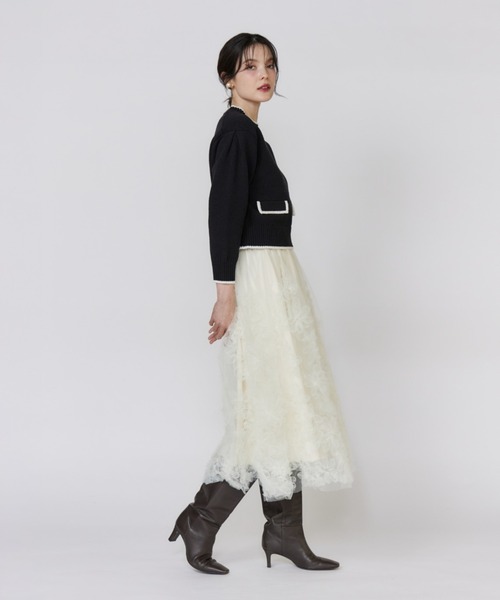 Maglie le cassetto(マーリエ ル カセット)の「手描き花刺繍チュールスカート(スカート・レディース・グレー/オフホワイト/ピンク・9号/7号)」の14枚目の写真
