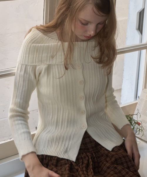 オフショルダーリブニット/off-the-shoulder ribbed knit（ニット
