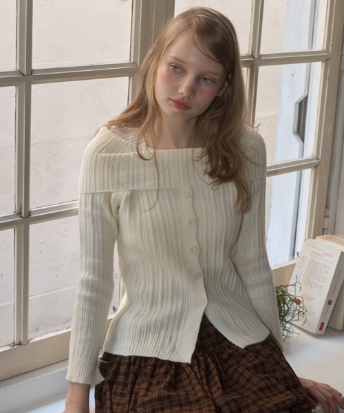 Birthday room（バースデイルーム）の「オフショルダーリブニット/off-the-shoulder ribbed knit（ニット/セーター・レディース・グレー/アイボリー・FREE）」の18枚目の写真