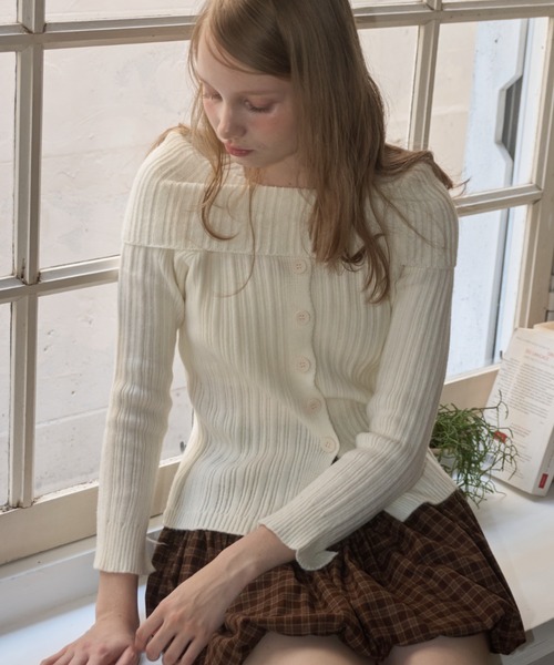 Birthday room（バースデイルーム）の「オフショルダーリブニット/off-the-shoulder ribbed knit（ニット/セーター・レディース・グレー/アイボリー・FREE）」の20枚目の写真